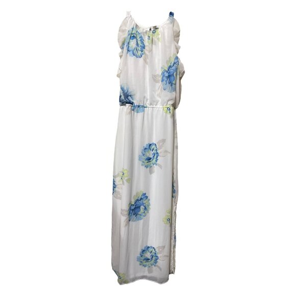 Old Navy White Blue Floral Pattern Sleeveless Dress elastic at waist- New with T - Picture 1 of 4